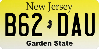 NJ license plate B62DAU