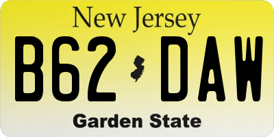 NJ license plate B62DAW