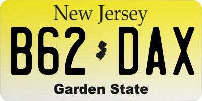 NJ license plate B62DAX