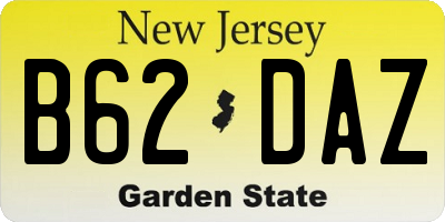 NJ license plate B62DAZ