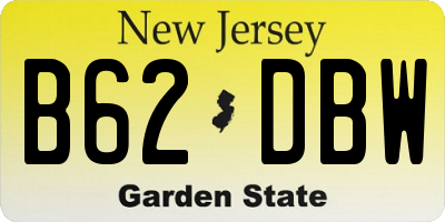 NJ license plate B62DBW