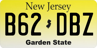 NJ license plate B62DBZ
