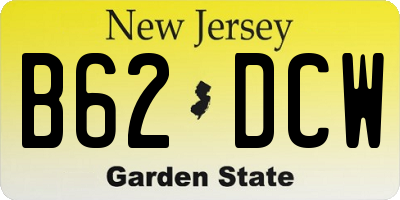 NJ license plate B62DCW