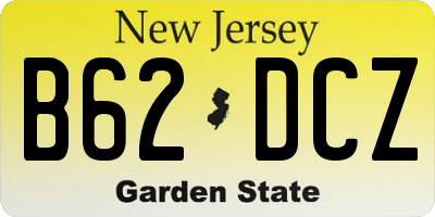 NJ license plate B62DCZ