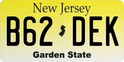 NJ license plate B62DEK