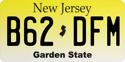 NJ license plate B62DFM