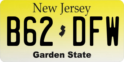 NJ license plate B62DFW