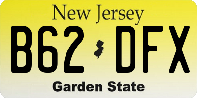 NJ license plate B62DFX