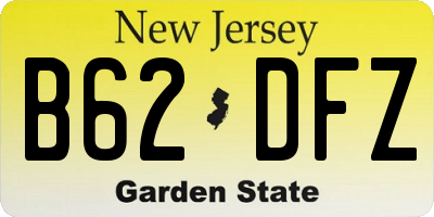 NJ license plate B62DFZ