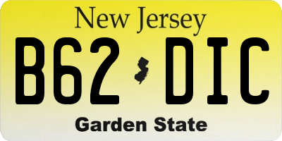 NJ license plate B62DIC
