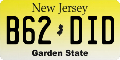 NJ license plate B62DID