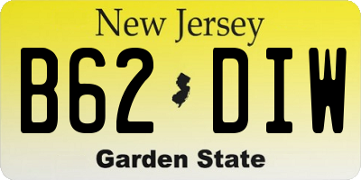 NJ license plate B62DIW