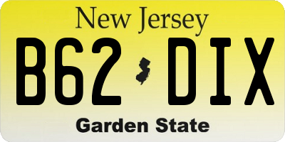 NJ license plate B62DIX