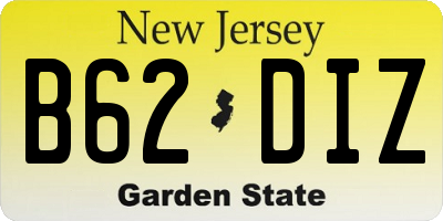 NJ license plate B62DIZ