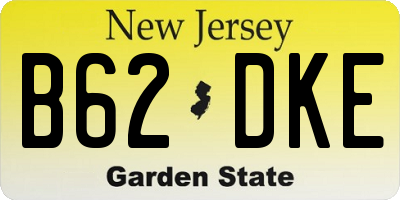 NJ license plate B62DKE