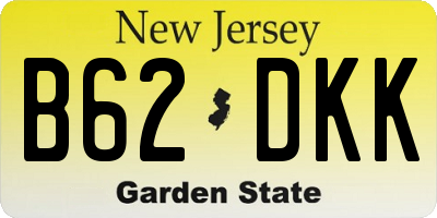 NJ license plate B62DKK