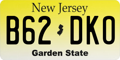 NJ license plate B62DKO