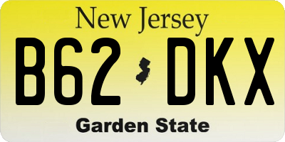 NJ license plate B62DKX
