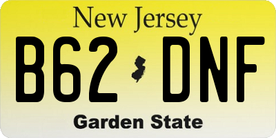 NJ license plate B62DNF