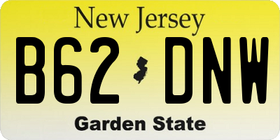 NJ license plate B62DNW