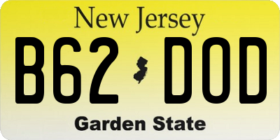 NJ license plate B62DOD