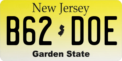 NJ license plate B62DOE