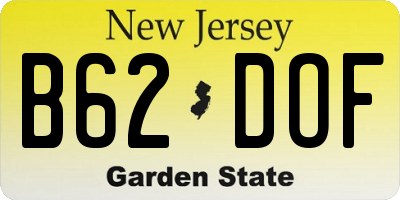 NJ license plate B62DOF