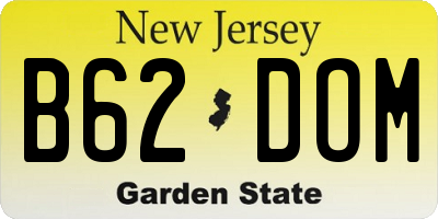 NJ license plate B62DOM