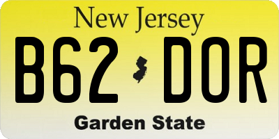 NJ license plate B62DOR