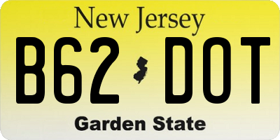 NJ license plate B62DOT