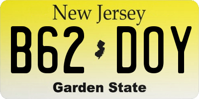 NJ license plate B62DOY