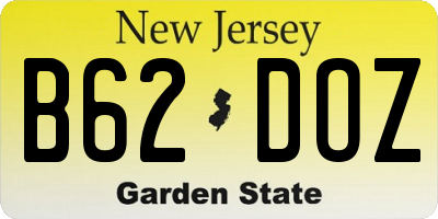 NJ license plate B62DOZ