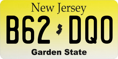 NJ license plate B62DQO