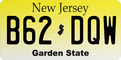NJ license plate B62DQW