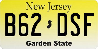 NJ license plate B62DSF