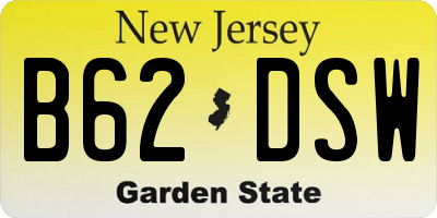 NJ license plate B62DSW