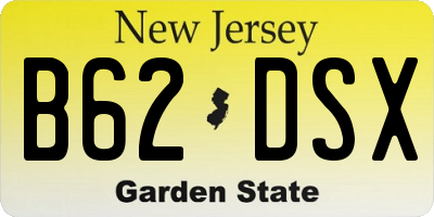 NJ license plate B62DSX