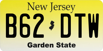 NJ license plate B62DTW