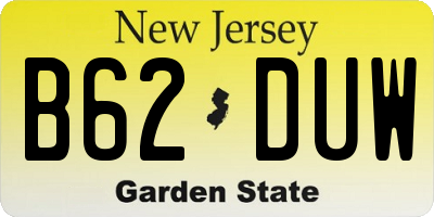 NJ license plate B62DUW