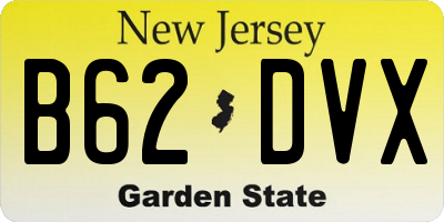 NJ license plate B62DVX