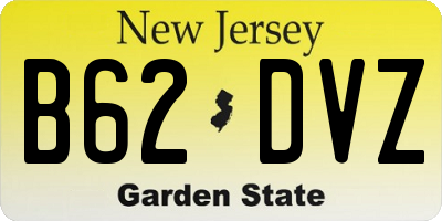 NJ license plate B62DVZ