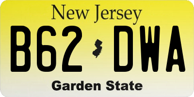 NJ license plate B62DWA