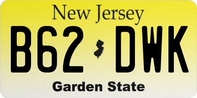 NJ license plate B62DWK
