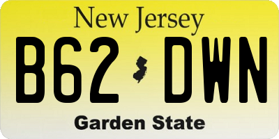 NJ license plate B62DWN