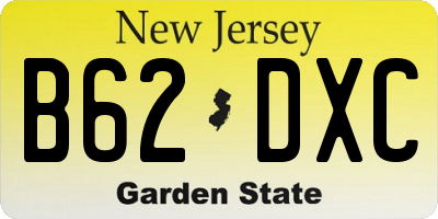 NJ license plate B62DXC