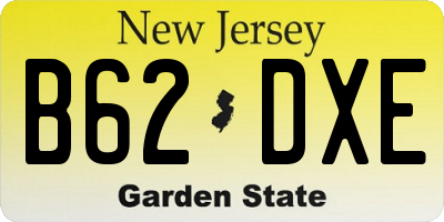 NJ license plate B62DXE