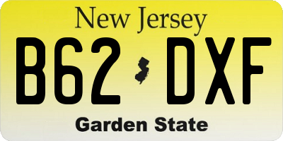 NJ license plate B62DXF