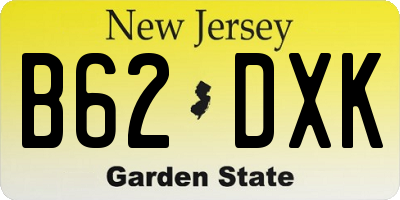 NJ license plate B62DXK