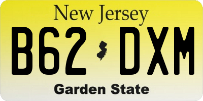 NJ license plate B62DXM