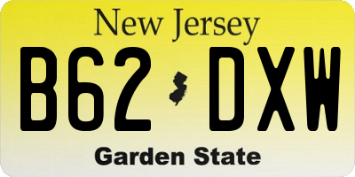 NJ license plate B62DXW